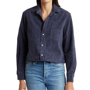 FRANK & EILEEN Relaxed Fit Corduroy Button-Up Shirt Lagoon Blue XXS